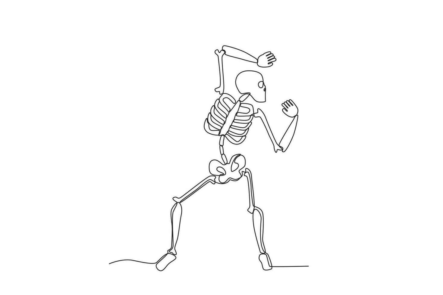 zurück Aussicht von ein Tanzen Mensch Skelett vektor