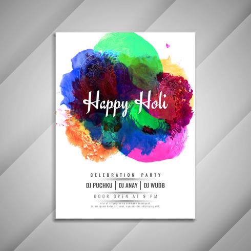 Abstrakt Lycklig Holi firande flygblad design mall vektor