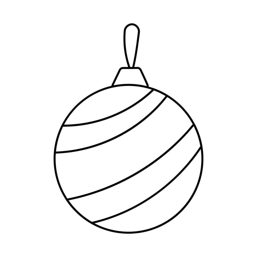 jul leksak boll runda träd dekoration linje vektor