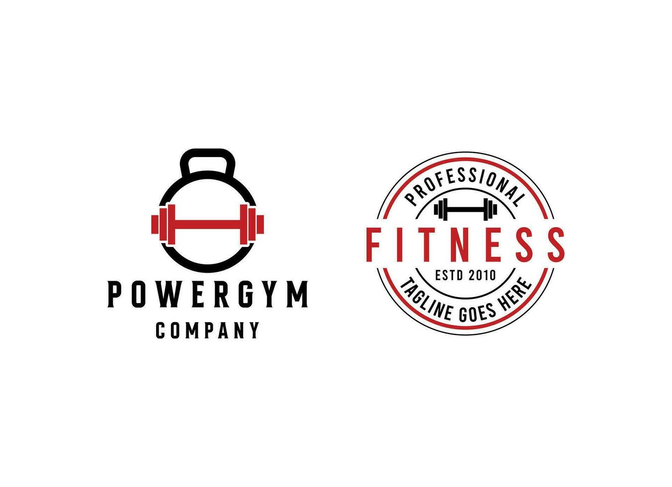 kondition och Gym logotyp design. vektor