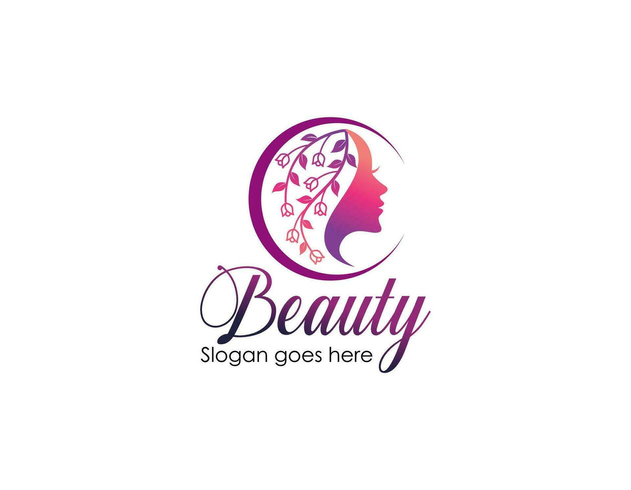 natürlich schön Frau Gesicht Blume Logo mit Gold Gradient und Geschäft Karte Design zum Schönheit Salon Prämie Vektor. Teil 2 vektor