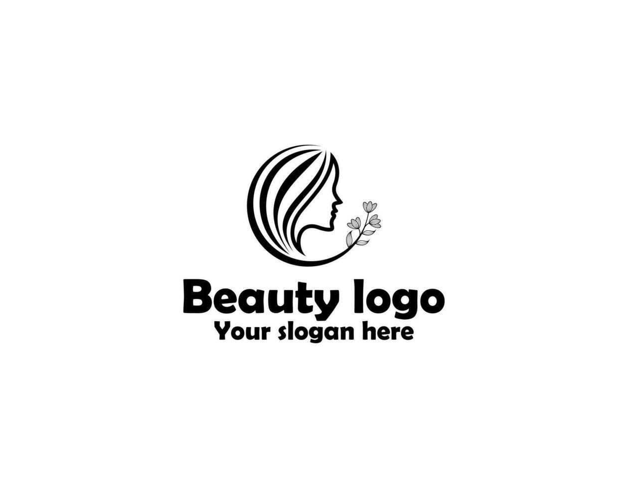 skönhet kvinna logotyp design med cirkel märke vektor