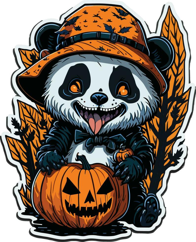 halloween klistermärken panda vektor design