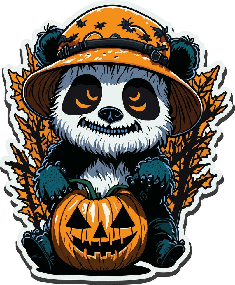 Halloween Aufkleber Panda Vektor Design