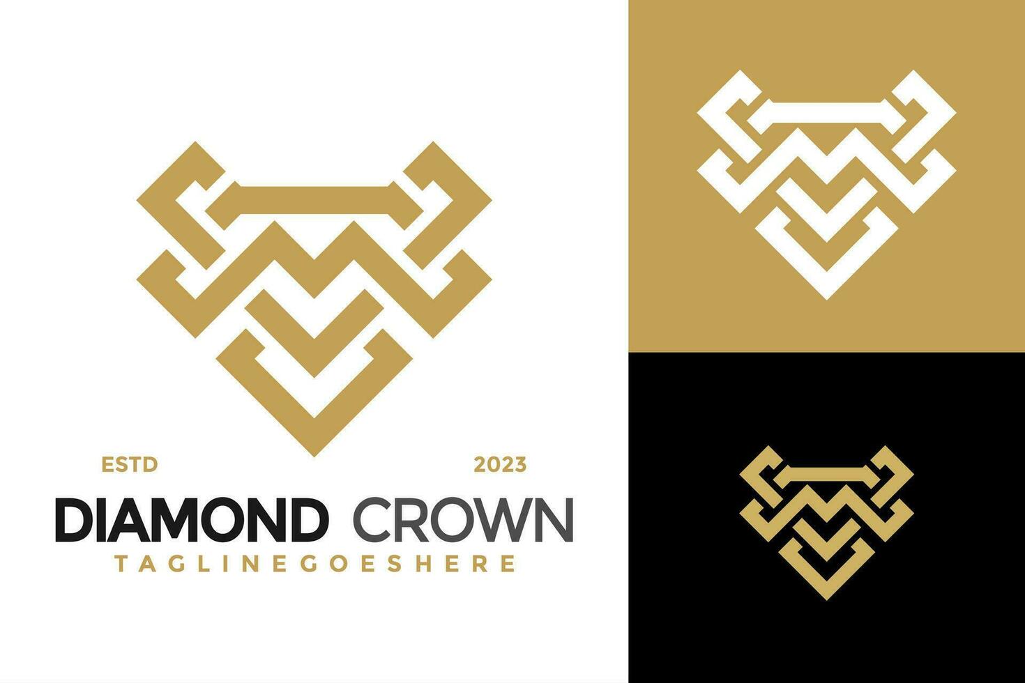 Diamant Krone Schmuck Logo Design Vektor Symbol Symbol Illustration