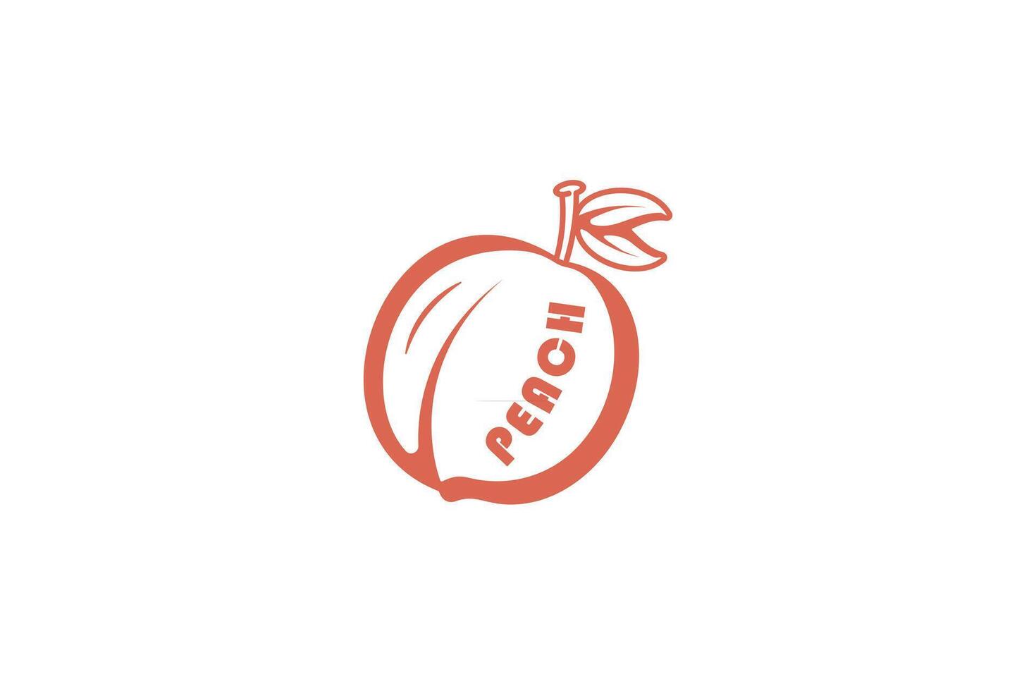 Pfirsich Obst mit Blatt Logo Design. Obst Symbol Design Konzept. Obst gesund organisch Essen Süss und Natur Thema Logo Design. vektor