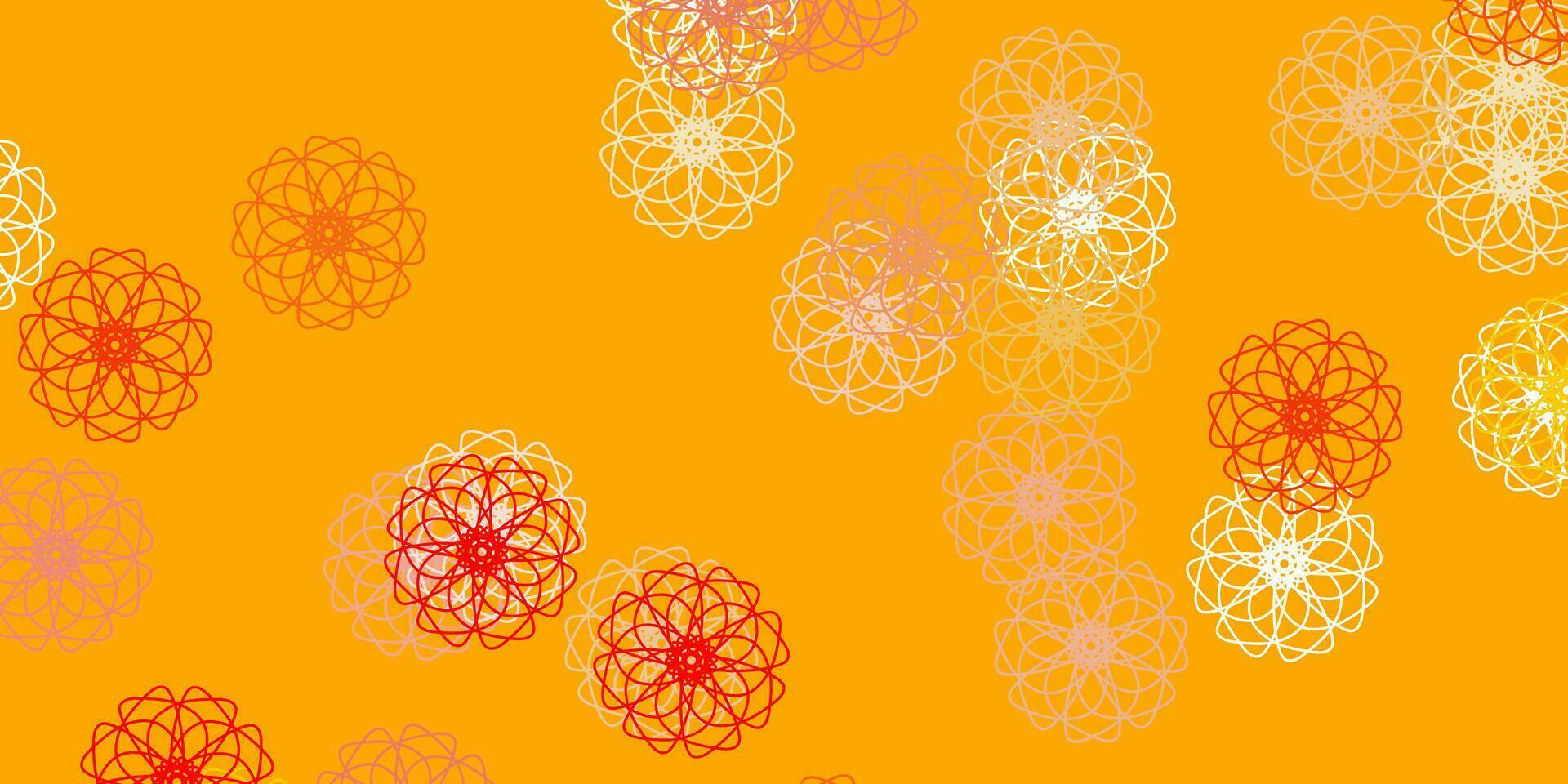 hellorange Vektor Gekritzel Muster mit Blumen.