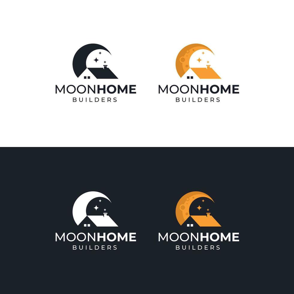 ein einstellen von Mond und Haus Kombination Logo. vektor