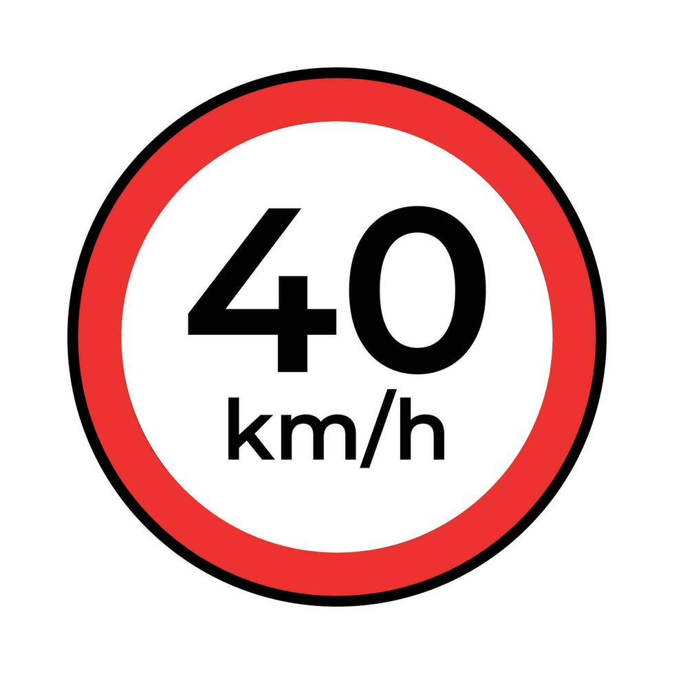 hastighet begränsa 40 väg eller väg tecken vektor, enkel design på vit bakgrund. vektor