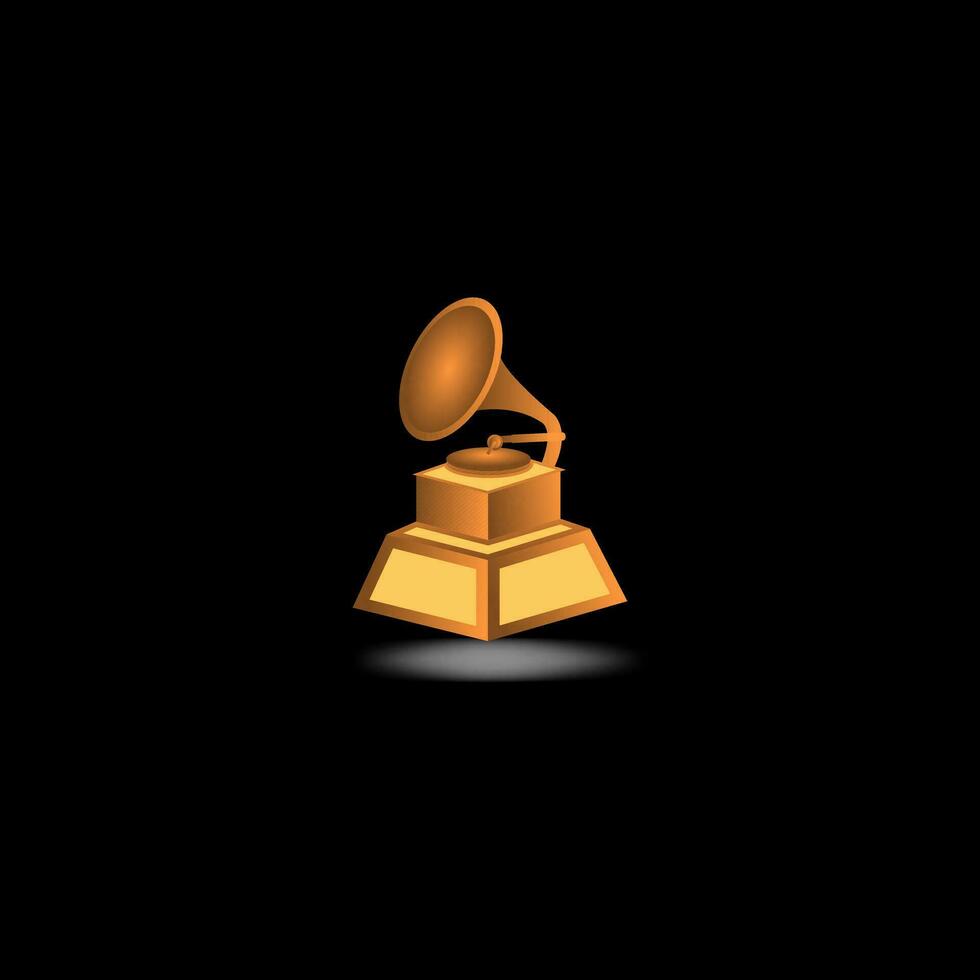 Grammy vergeben Vektor Symbol mit Gold Farbe planen und schwarz Hintergrund.