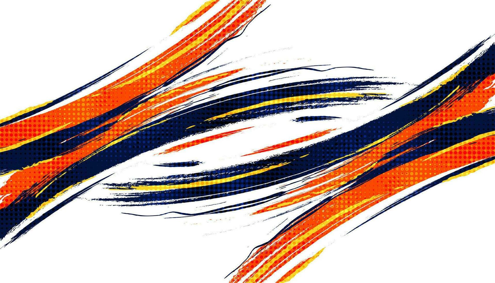 abstrakt Blau und Orange Bürste Hintergrund mit Halbton Wirkung. Sport Hintergrund. Bürste Schlaganfall Illustration zum Banner oder Poster. kratzen und Textur Elemente zum Design vektor