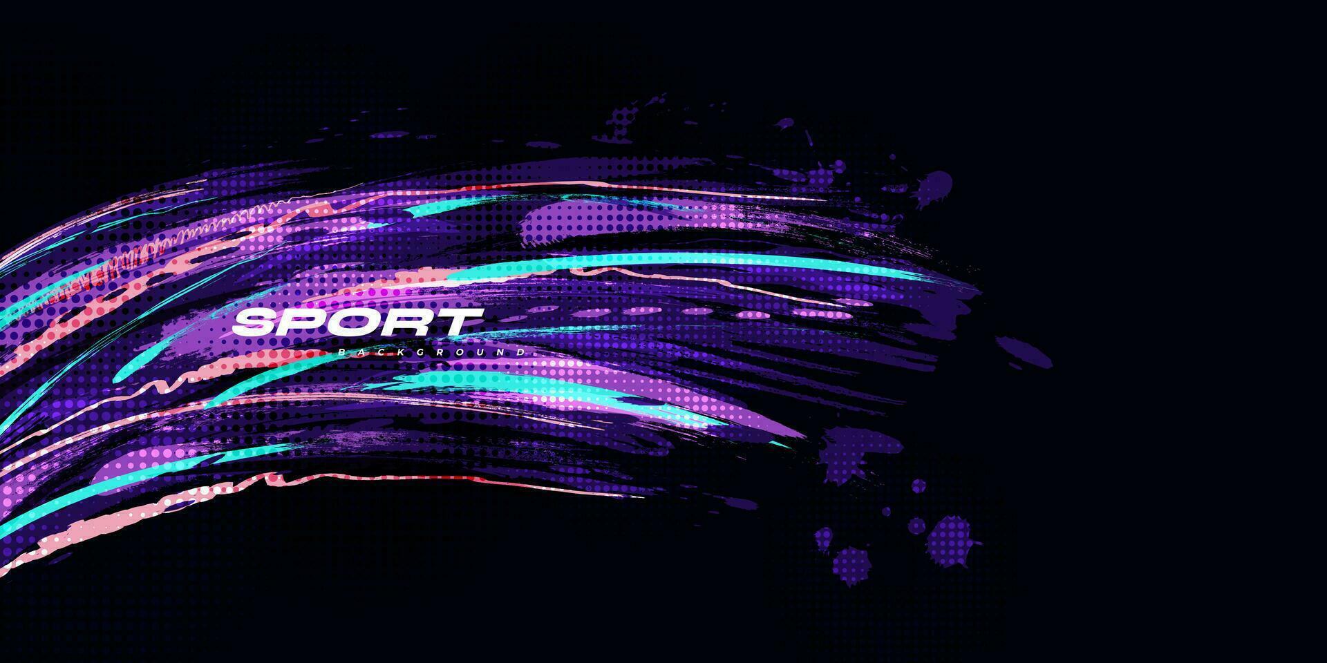 abstrakt und bunt Bürste Hintergrund mit Halbton Wirkung. Sport Banner. Bürste Schlaganfall Illustration. kratzen und Textur Elemente zum Design vektor