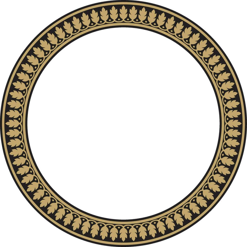Vektor runden Gold und schwarz indisch National Ornament. ethnisch Pflanze Kreis, Grenze. rahmen, Blume Ring. Mohnblumen und Blätter