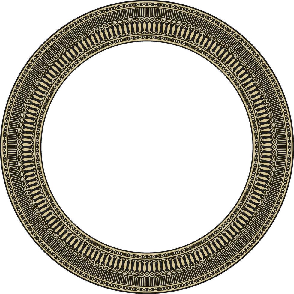 Vektor Gold und schwarz runden klassisch griechisch Mäander Ornament. Muster, Kreis von uralt Griechenland. Grenze, rahmen, Ring von das römisch Reich
