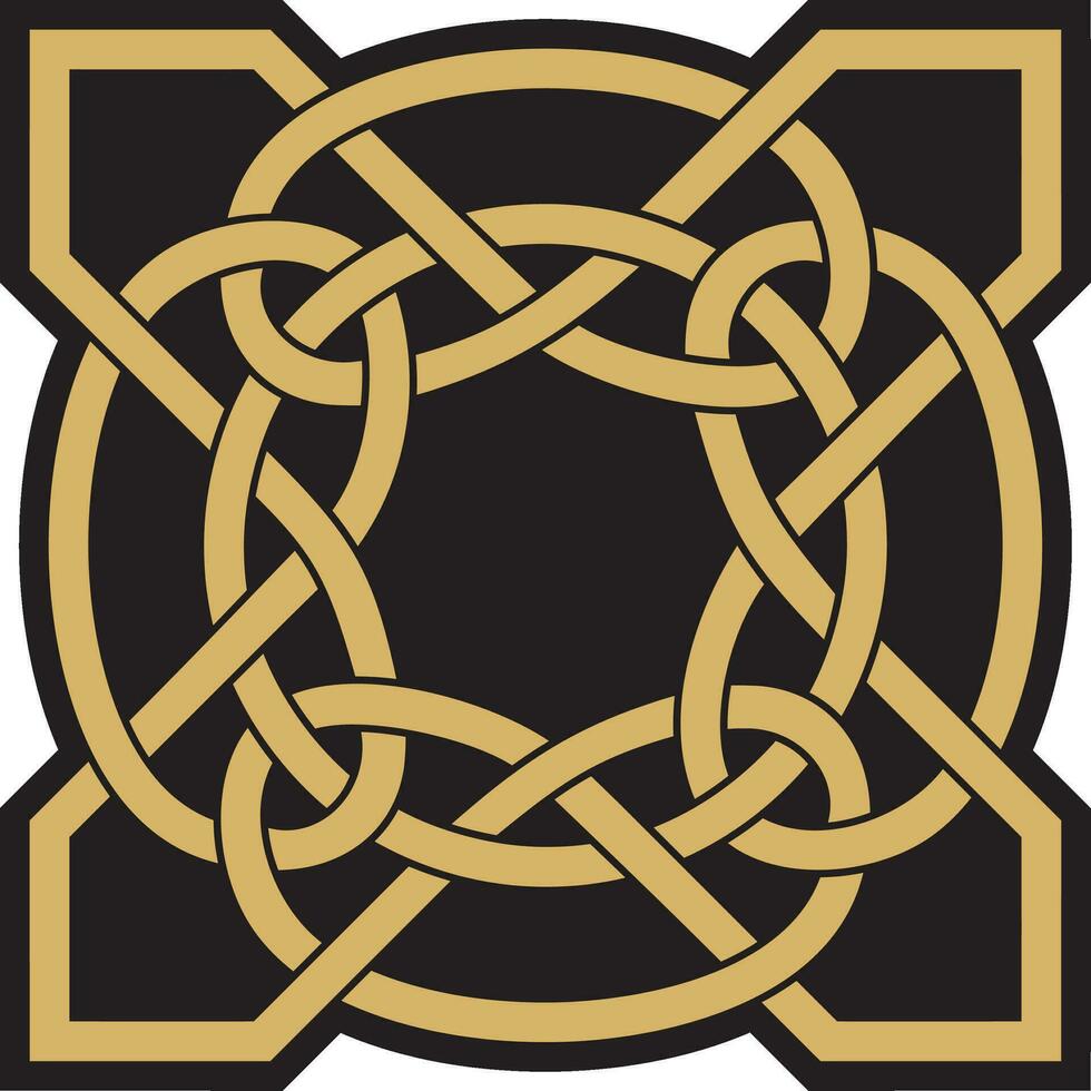 Vektor Gold und schwarz keltisch Knoten. Ornament von uralt europäisch Völker. das Zeichen und Symbol von das irisch, schottisch, Briten, Franken.