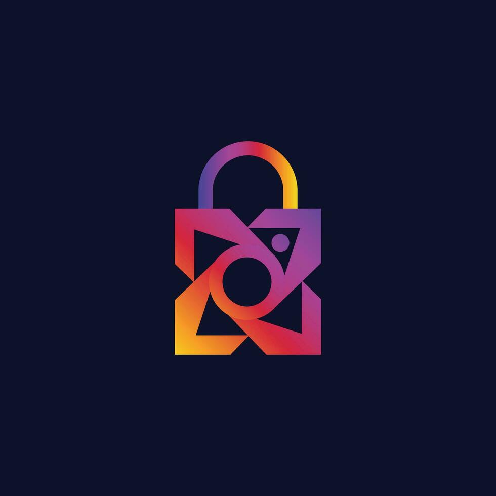 Instagram låsa logotyp begrepp färgrik vektor