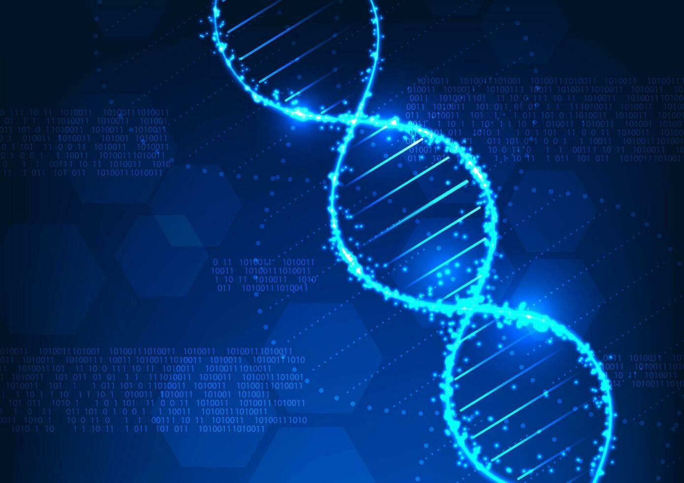 medizinisch Technologie. Struktur von DNA mit numerisch Codes wie Elemente. es repräsentiert das verwenden von Technologie im Medizin Das zeigt an DNA Information. zu bringen Information zu Forschung und behandeln Patienten vektor