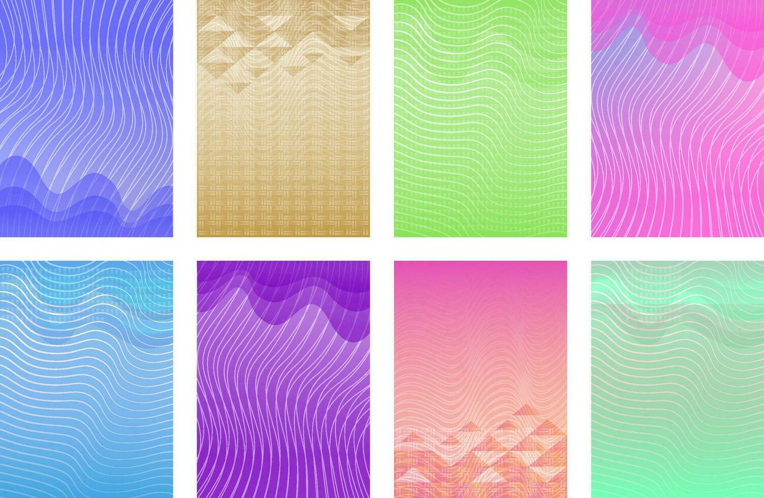 abstrakt omslag design samling. bakgrund mönster med vågor och gradienter. mönster för affisch, baner, flygblad, folder, kort, broschyrer och Övrig. vektor