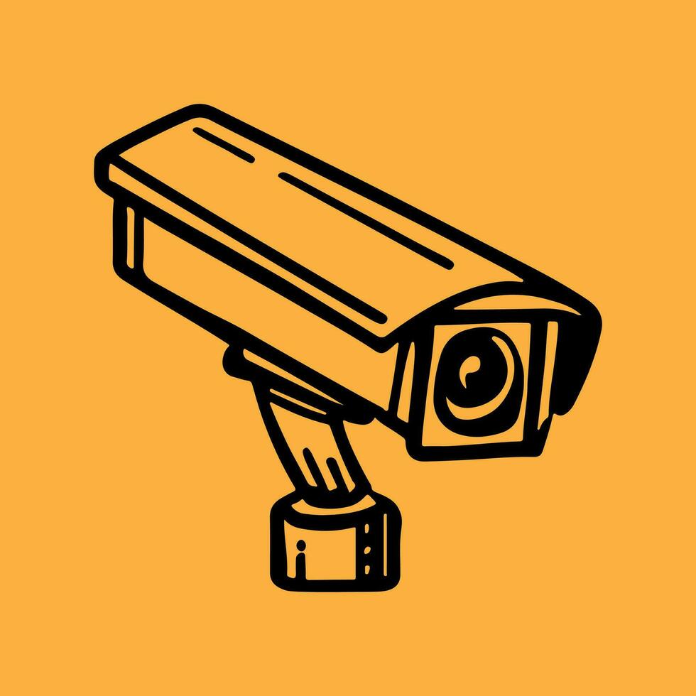 Sicherheit Kamera. cctv Überwachung System. Überwachung, bewachen Ausrüstung, Einbruch oder Raub Verhütung. Vektor Illustration isoliert auf Gelb Hintergrund.