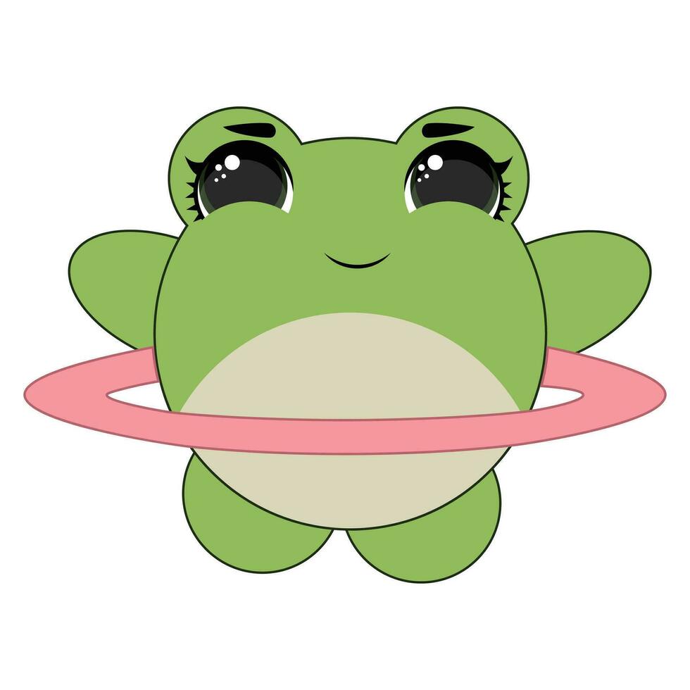 Baby Frosch lächelnd im ein kawaii Stil vektor
