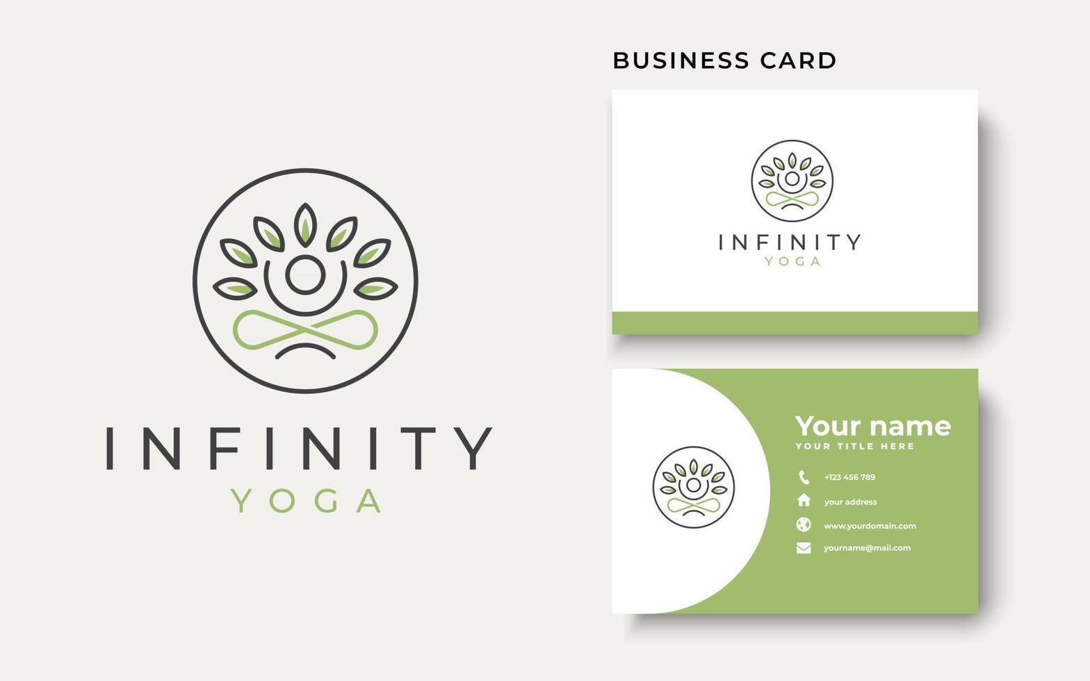 Infinity-Yoga-Logo mit Blatt-Logo-Vorlage. Vektor-Illustration vektor