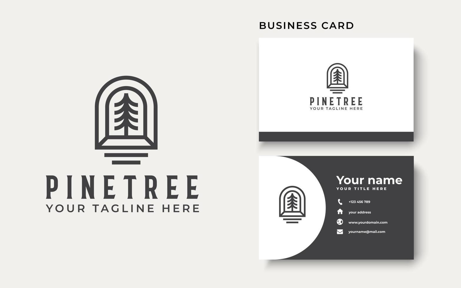Pine Tree Lineart Logo-Vorlage in weißem Hintergrund isoliert vektor