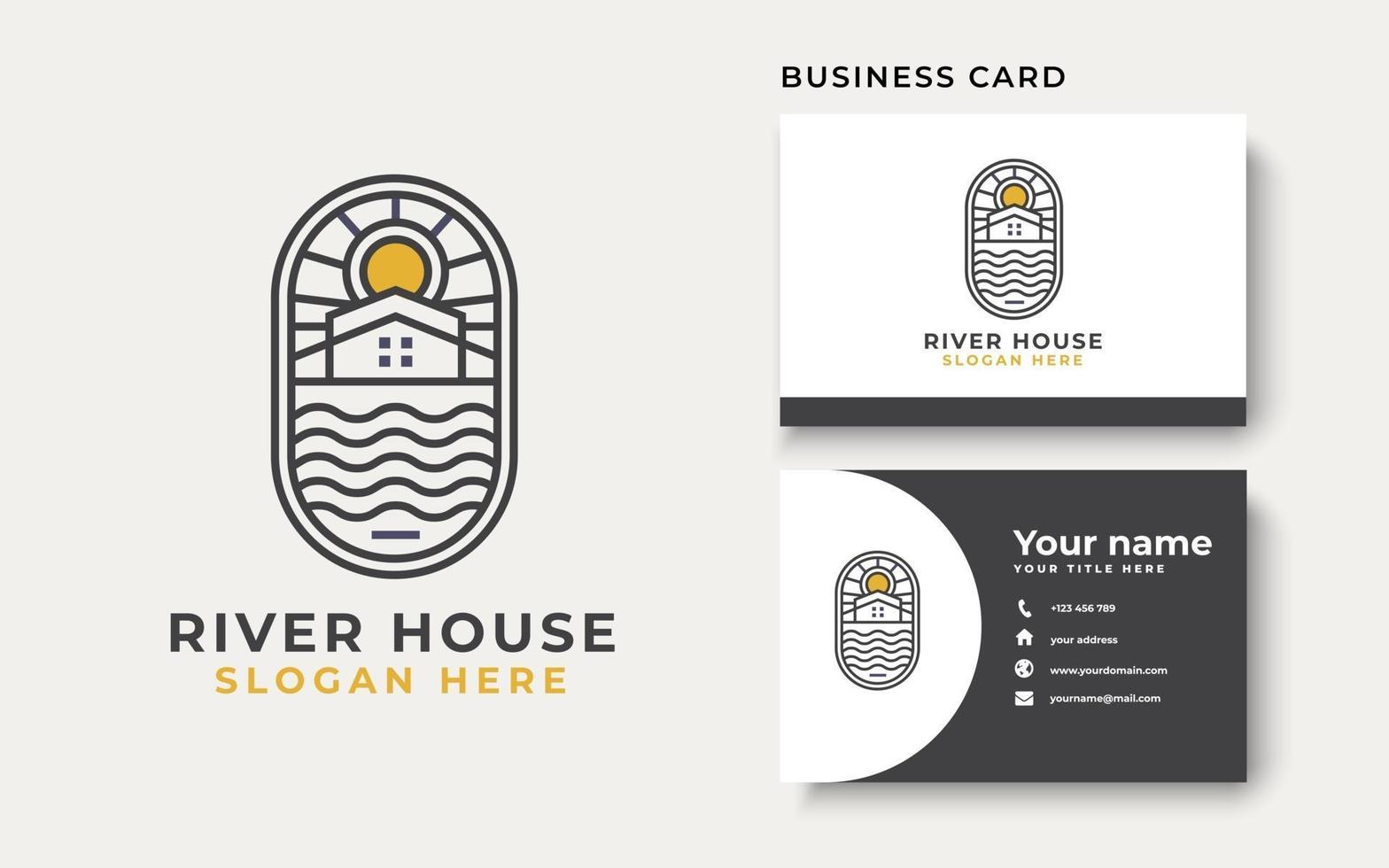 River House Lineart Logo-Vorlage in weißem Hintergrund isoliert vektor