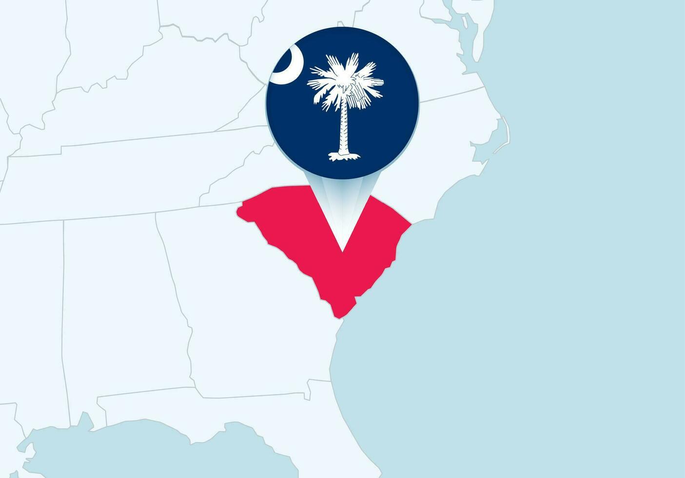 förenad stater med vald söder Carolina Karta och söder Carolina flagga ikon. vektor