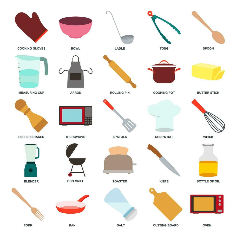 Kochen Symbol Satz, inbegriffen Symbole wie Messer, Schüssel, Mixer und Mehr Symbole Sammlung, Logo isoliert Vektor Illustration