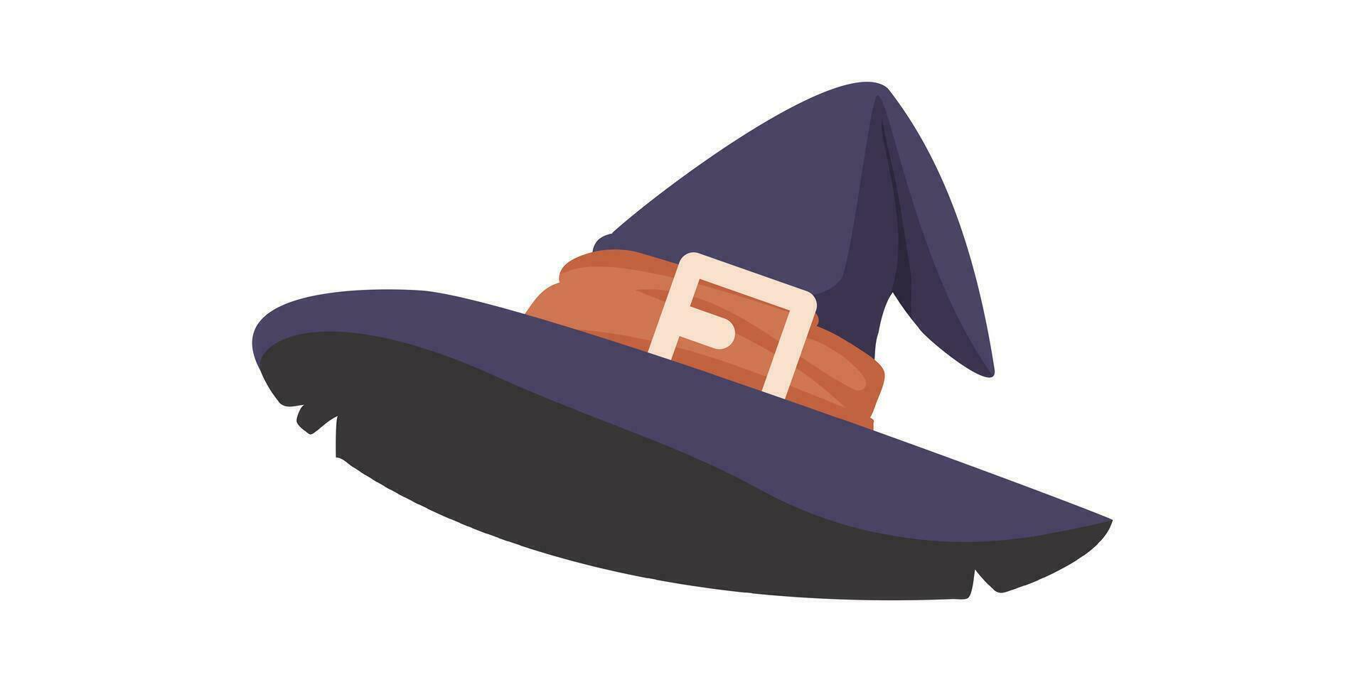 en häxans hatt är en verkligen lång hatt den där häxor ha på sig på deras huvuden. en baseboll hatt designad till se tycka om en halloween kostym. tecknad serie stil, vektor illustration