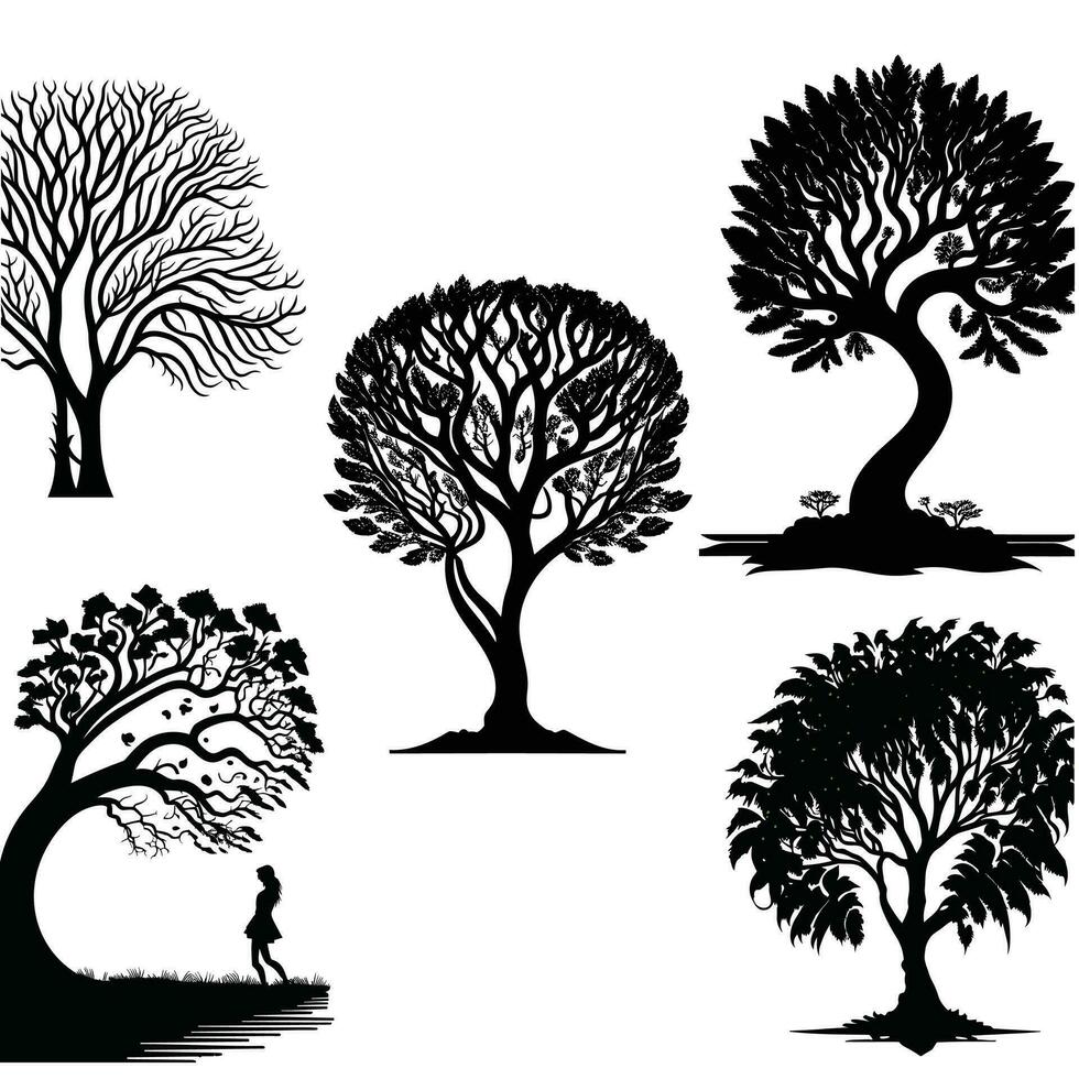 kostenlos Vektor Baum Silhouette Sammlung.