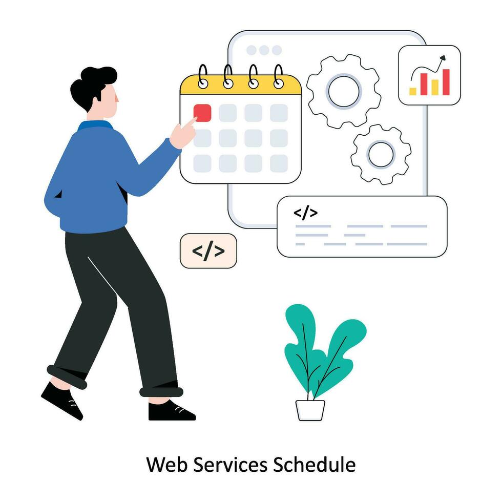 Netz Dienstleistungen Zeitplan eben Stil Design Vektor Illustration. Lager Illustration
