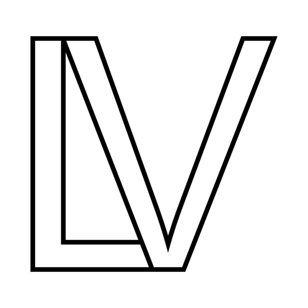 Logo Zeichen lv vl Symbol doppelt Briefe Logo v l vektor