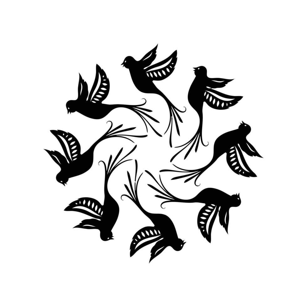 svart och vit ram silhuett fågel uppsättning. vektor