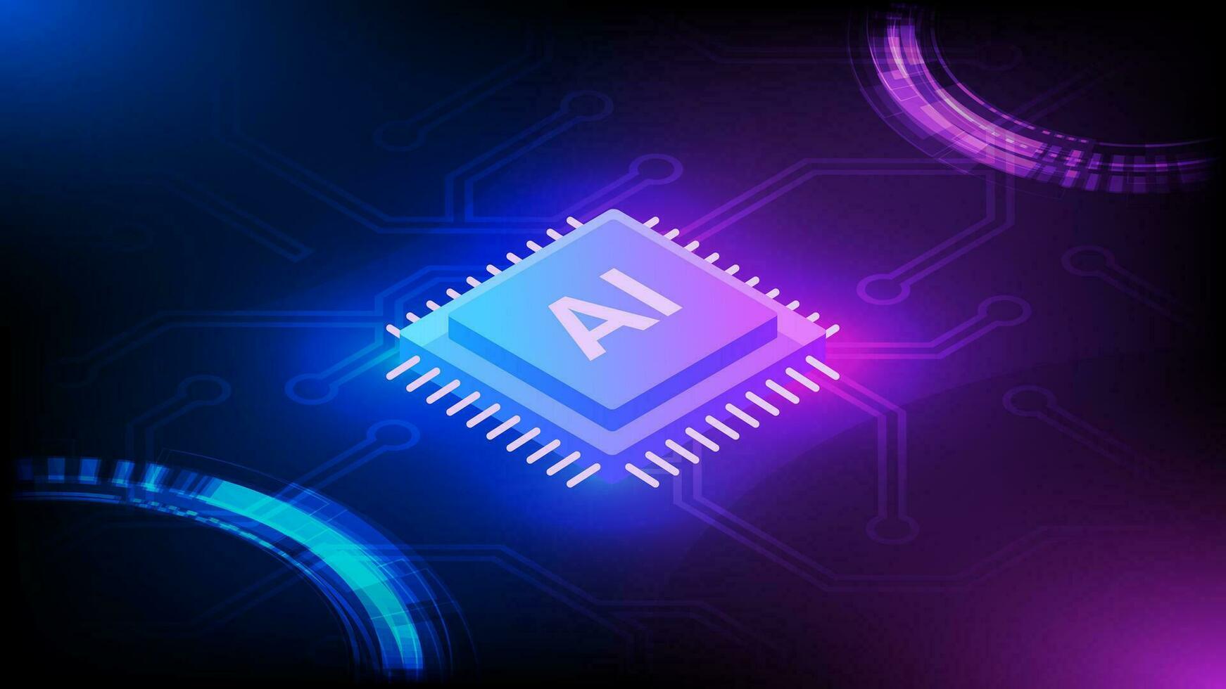 isometrisch künstlich Intelligenz, ai Analyse mit Prozessor Chip. vektor