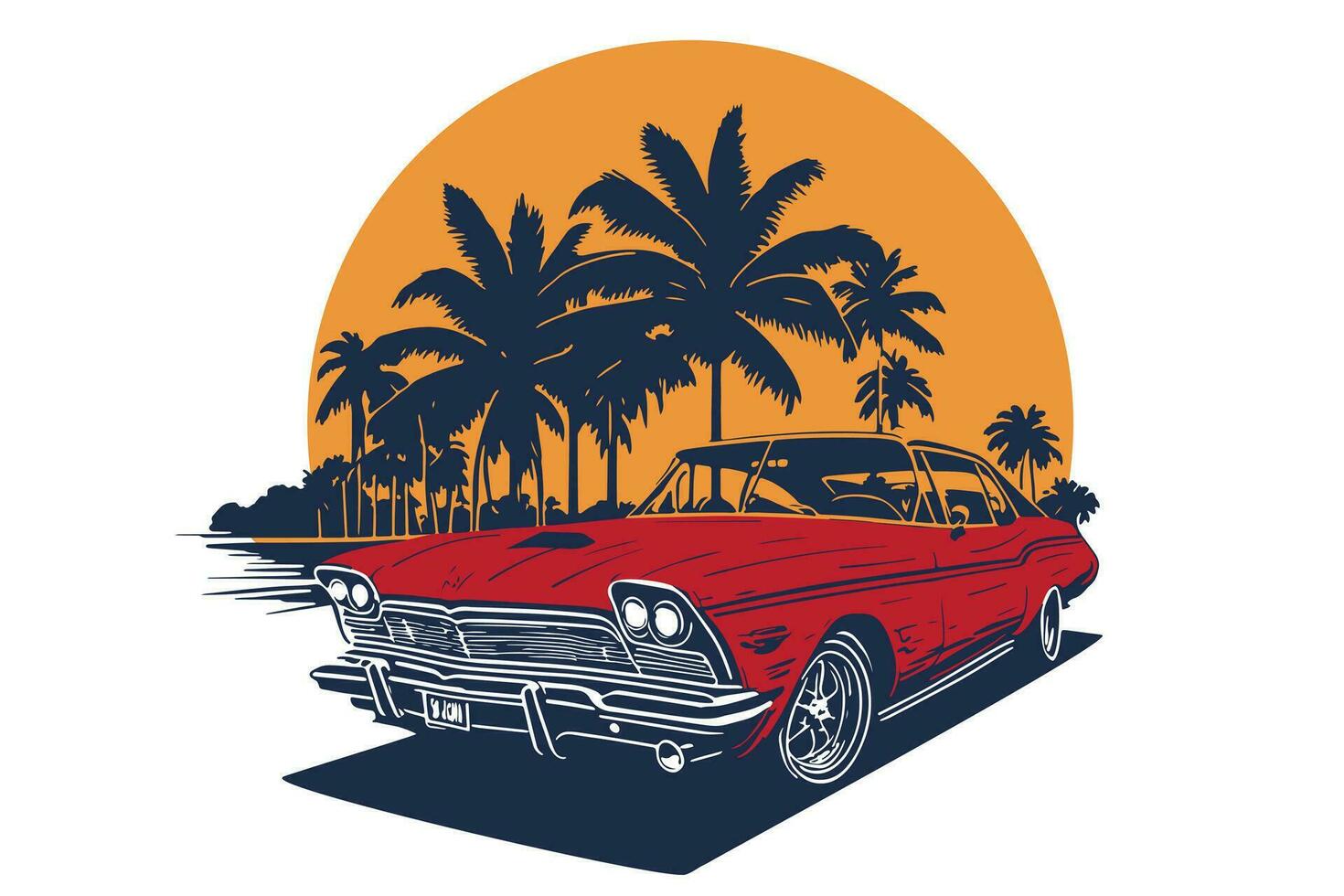 klassisch amerikanisch Auto Stil. Jahrgang Fahrzeug Vektor Illustration. modern drucken Design von retro Maschine.