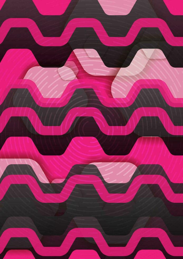 retro geometrisch abstrakt schwarz und Rosa Technik Hintergrund vektor