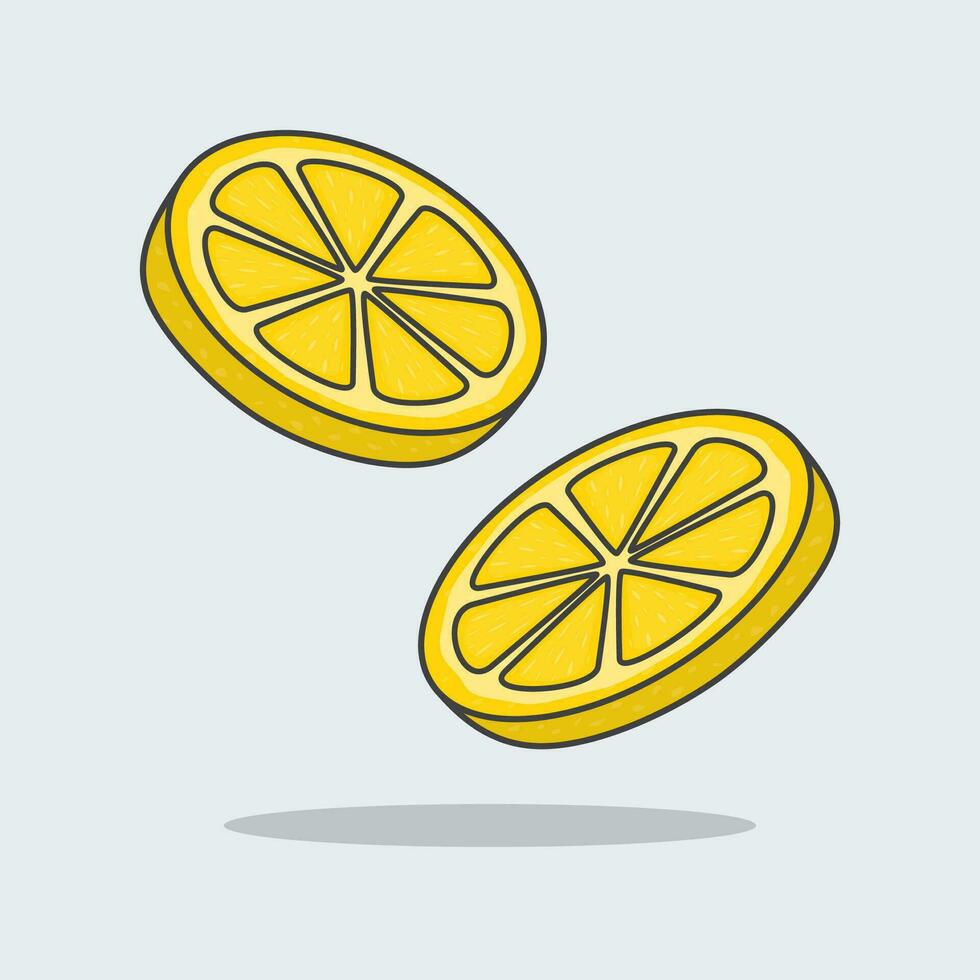 skiva av saftig citron- tecknad serie vektor illustration. färsk citron- platt ikon översikt