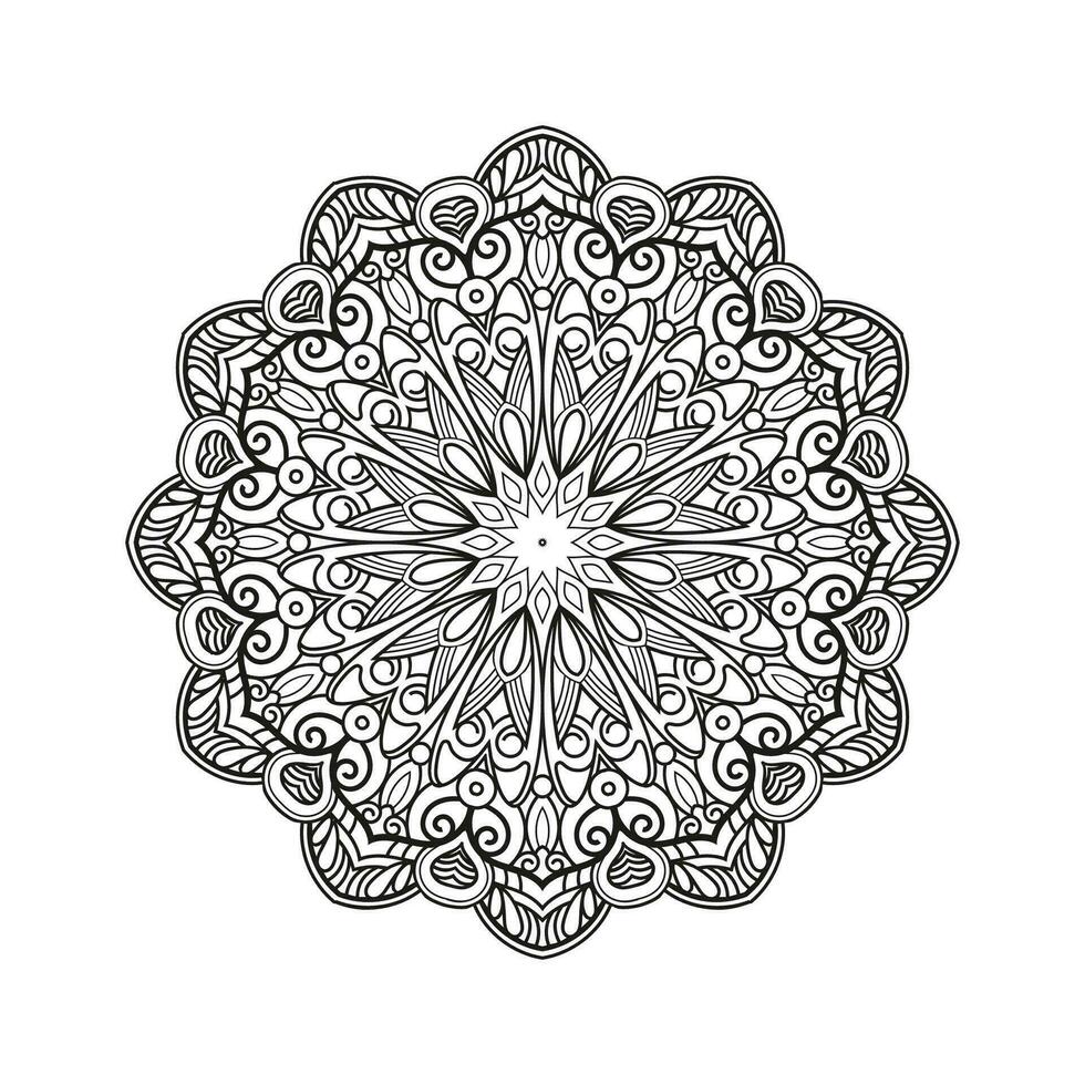 dekorativ mandala och mönster för mehndi, bröllop, tatuering, islam, indian, arabiska. översikt mandalas färg bok sida. vektor