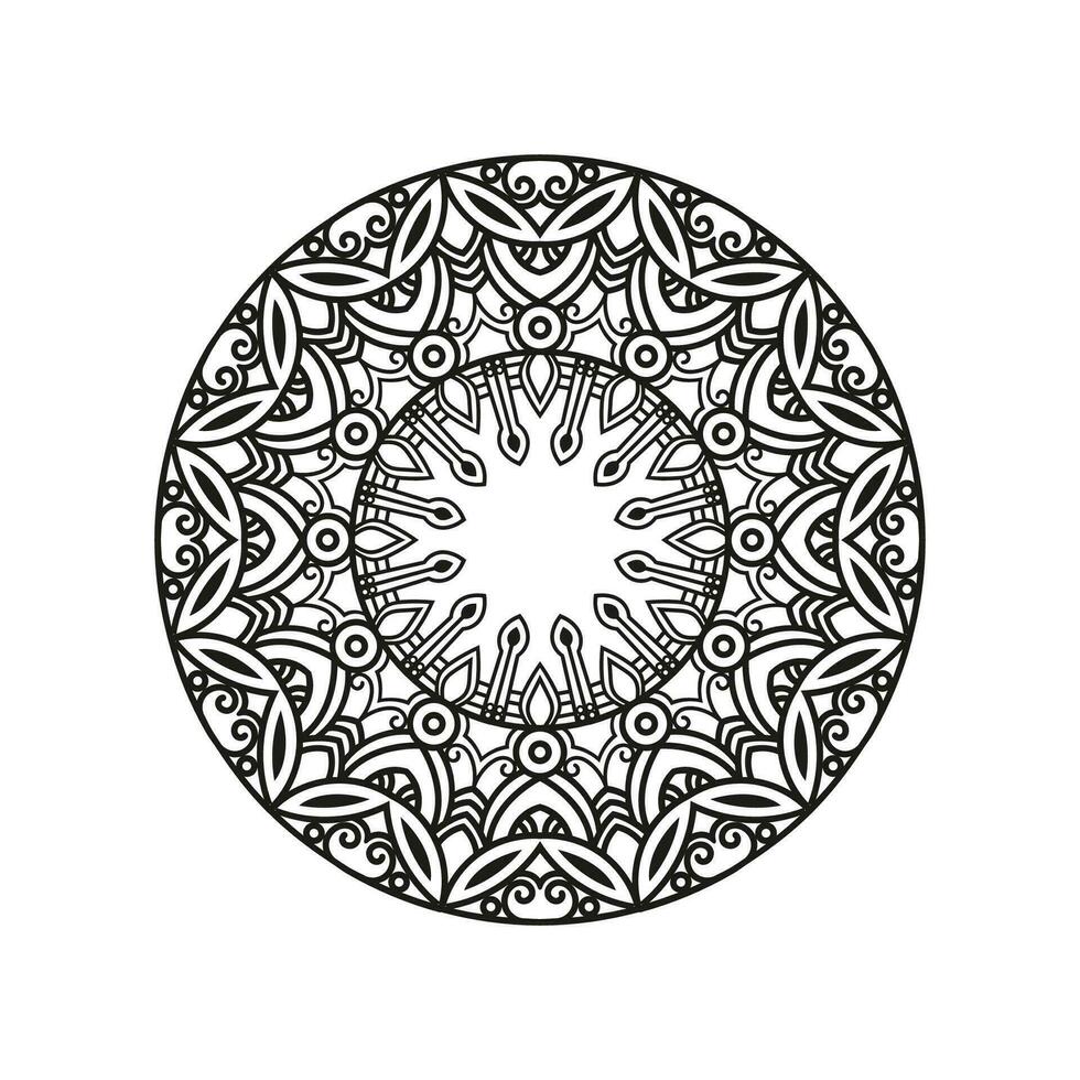 dekorativ mandala och mönster för mehndi, bröllop, tatuering, islam, indian, arabiska. översikt mandalas färg bok sida. vektor