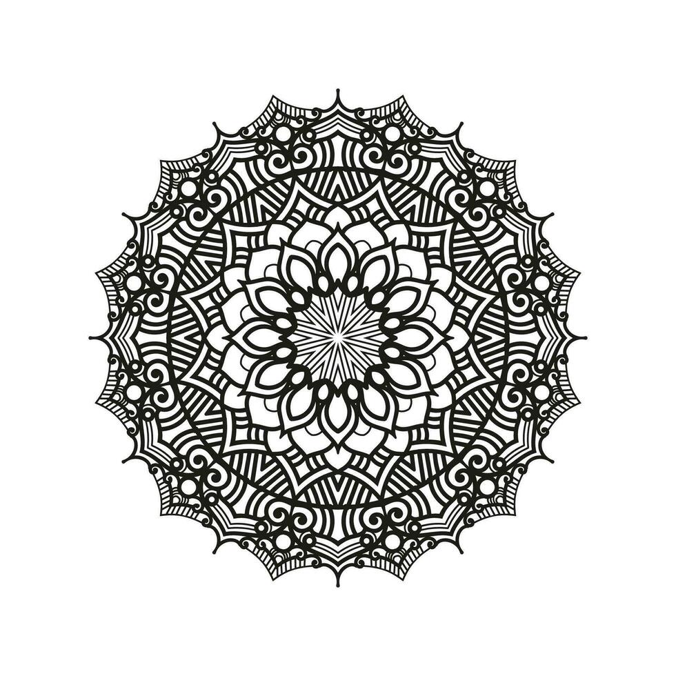 dekorativ mandala och mönster för mehndi, bröllop, tatuering, islam, indian, arabiska. översikt mandalas färg bok sida. vektor