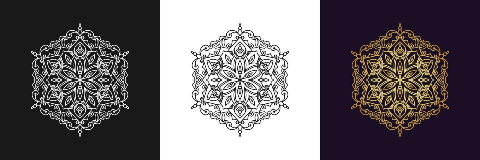 dekorativ Mandala und Muster zum mehndi, Hochzeit, Tätowierung, Islam, indisch, Arabisch. Gliederung Mandalas Färbung Buch Buchseite. vektor