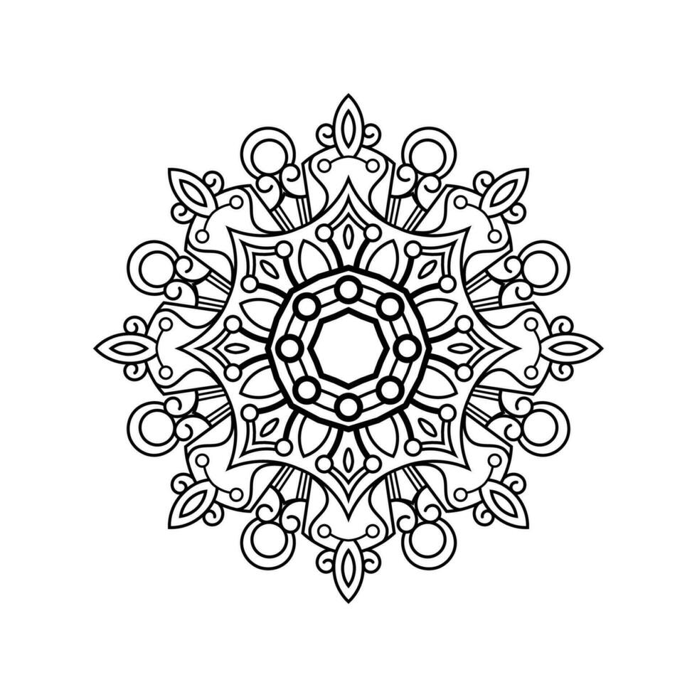 dekorativ mandala och mönster för mehndi, bröllop, tatuering, islam, indian, arabiska. översikt mandalas färg bok sida. vektor