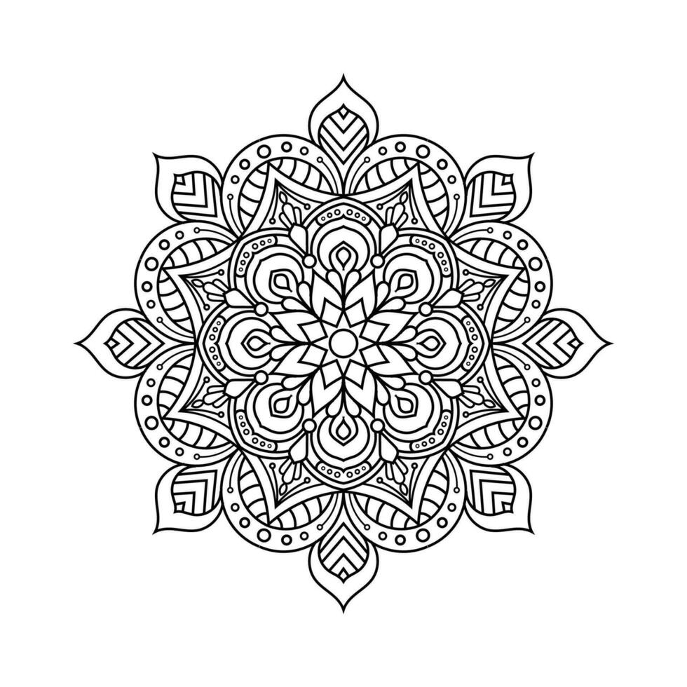 dekorativ mandala och mönster för mehndi, bröllop, tatuering, islam, indian, arabiska. översikt mandalas färg bok sida. vektor