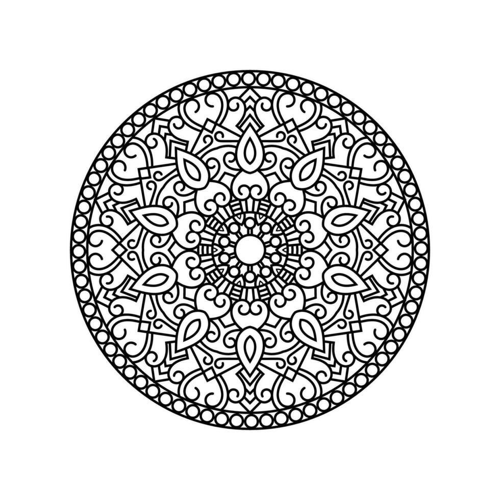 dekorativ mandala och mönster för mehndi, bröllop, tatuering, islam, indian, arabiska. översikt mandalas färg bok sida. vektor