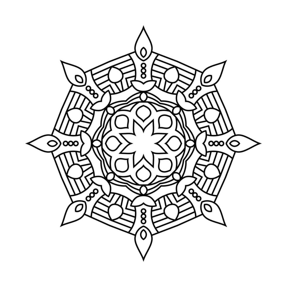 dekorativ mandala och mönster för mehndi, bröllop, tatuering, islam, indian, arabiska. översikt mandalas färg bok sida. vektor