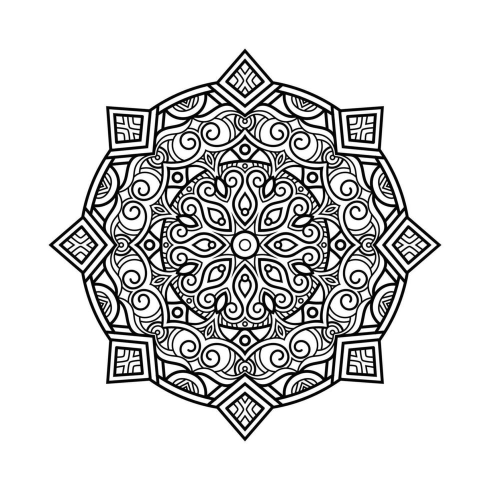 dekorativ mandala och mönster för mehndi, bröllop, tatuering, islam, indian, arabiska. översikt mandalas färg bok sida. vektor