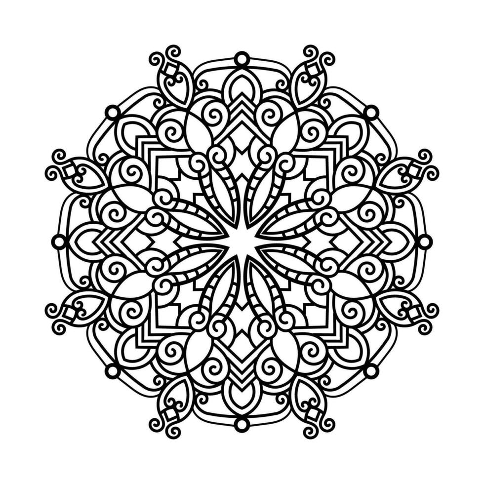 dekorativ mandala och mönster för mehndi, bröllop, tatuering, islam, indian, arabiska. översikt mandalas färg bok sida. vektor