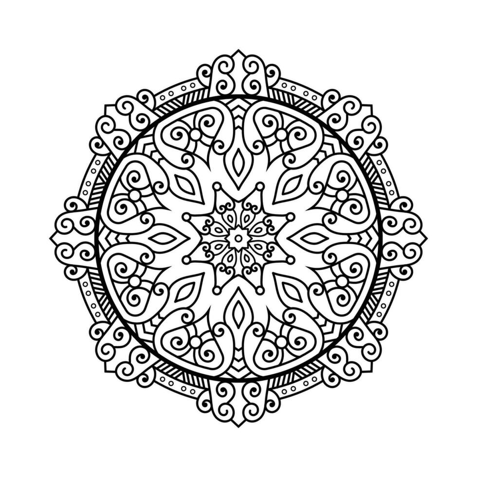 dekorativ mandala och mönster för mehndi, bröllop, tatuering, islam, indian, arabiska. översikt mandalas färg bok sida. vektor