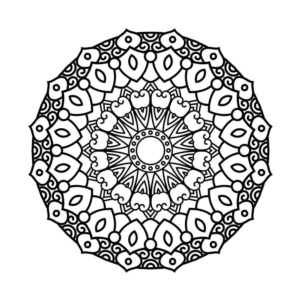 dekorativ mandala och mönster för mehndi, bröllop, tatuering, islam, indian, arabiska. översikt mandalas färg bok sida. vektor